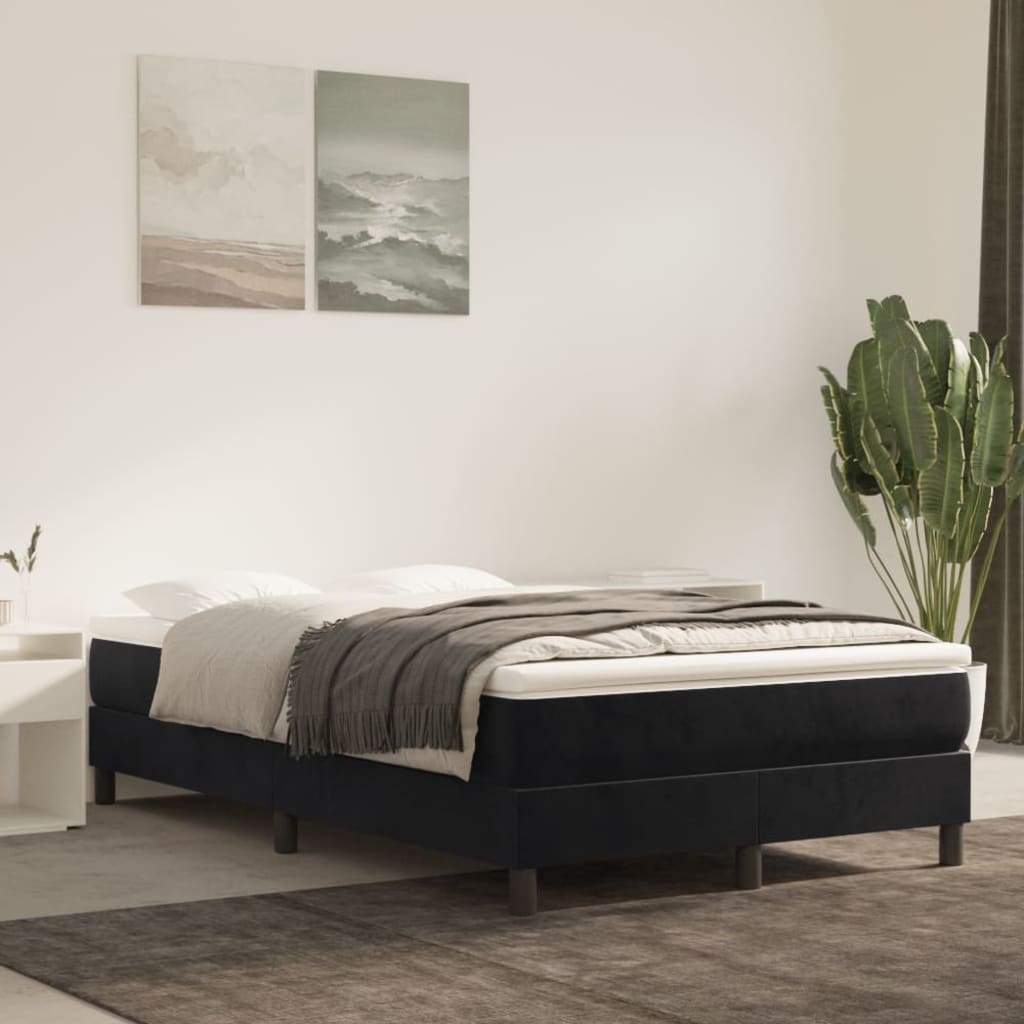 vidaXL Boxspring met matras fluweel zwart 120x190 cm afbeelding