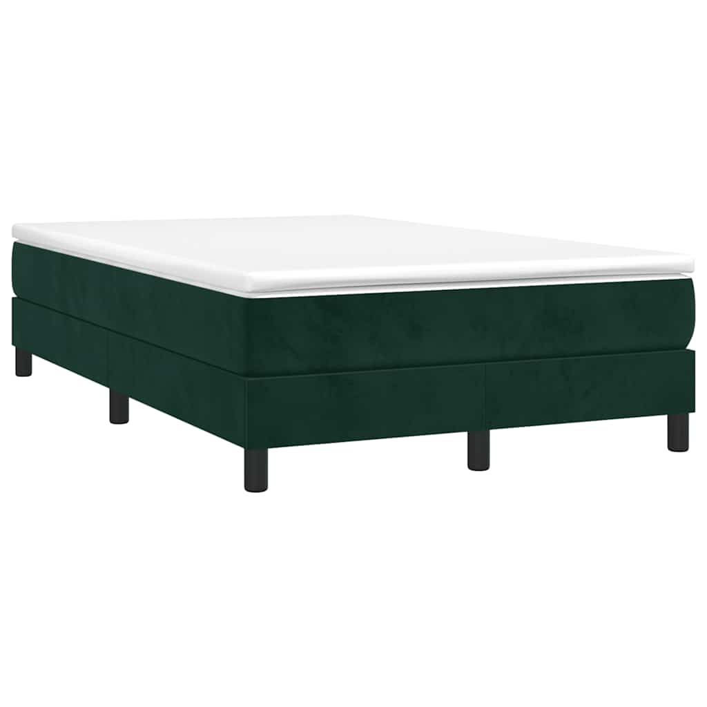 vidaXL Pat box spring cu saltea, verde închis, 120x190 cm, catifea