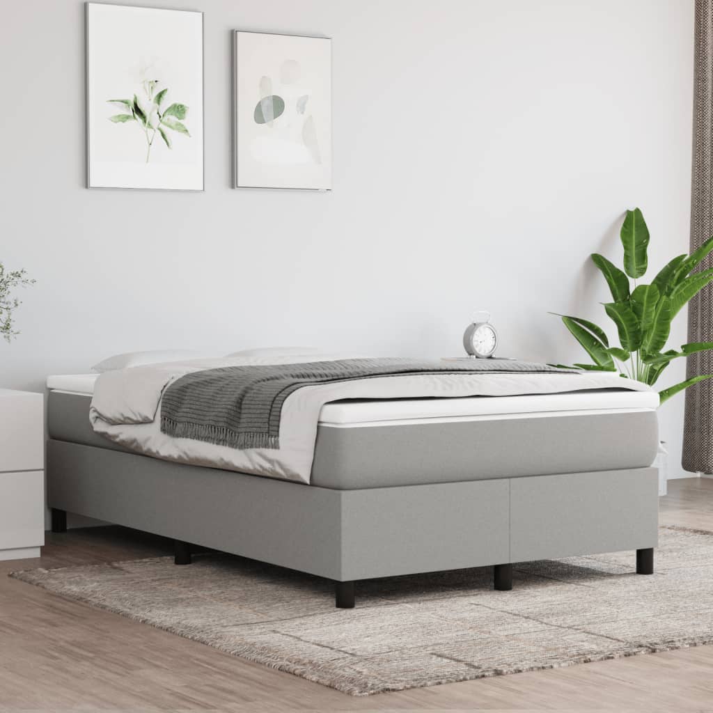 vidaXL Boxspring met matras stof lichtgrijs 120x190 cm grijs, foto 2