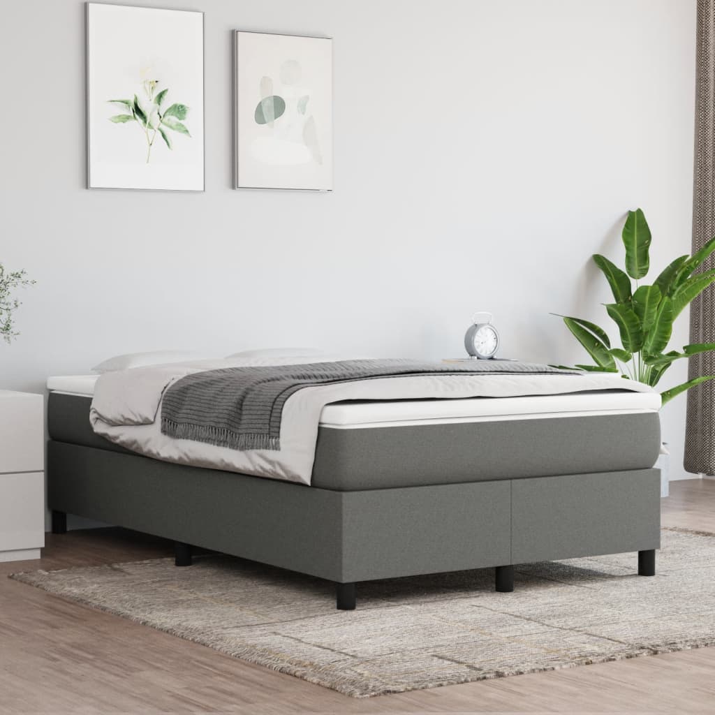 vidaXL Boxspring met matras stof donkergrijs 120x190 cm afbeelding