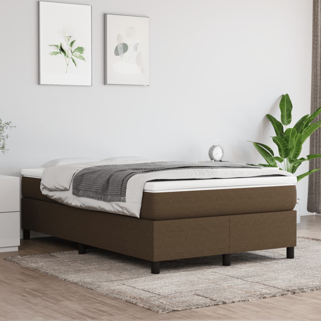 vidaXL Boxspring met matras stof donkerbruin 120x190 cm afbeelding