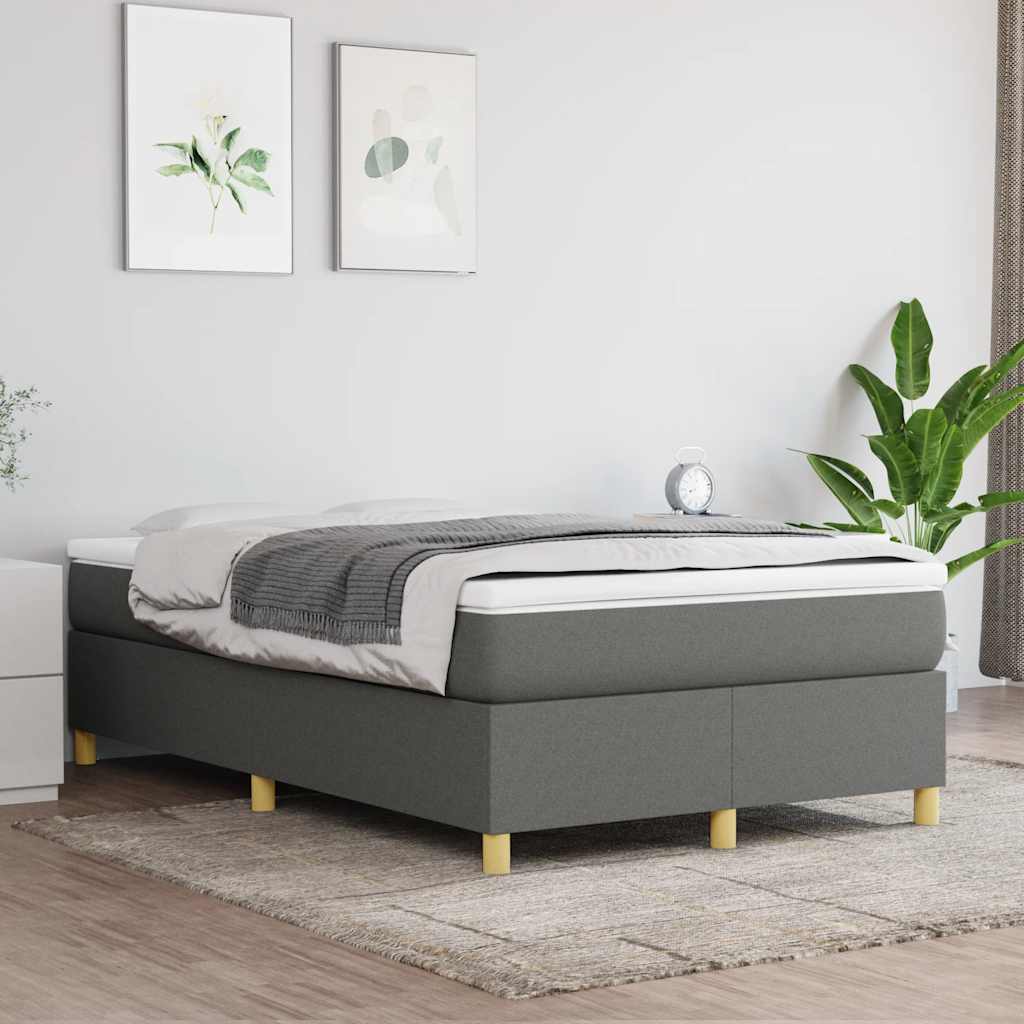 vidaXL Boxspring met matras stof donkergrijs 120x190 cm afbeelding