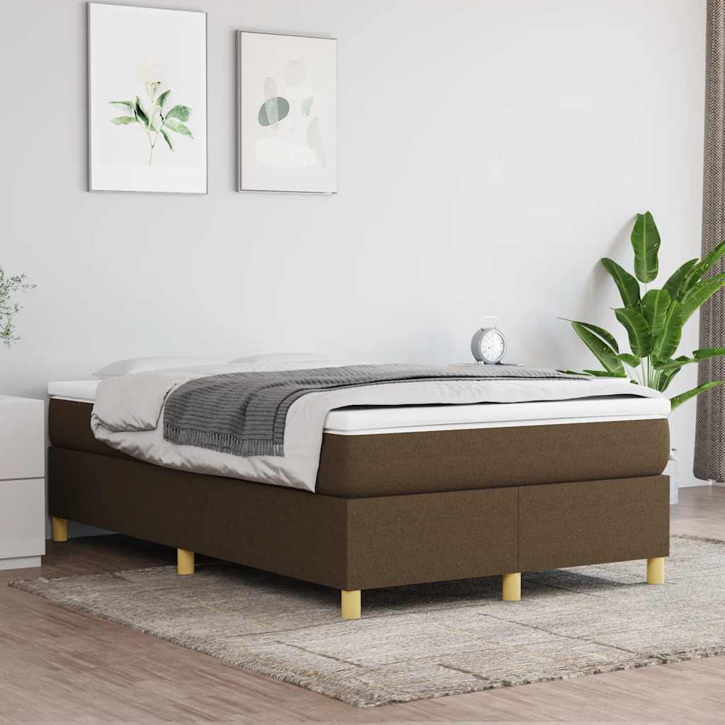 vidaXL Boxspring met matras stof donkerbruin 120x190 cm afbeelding
