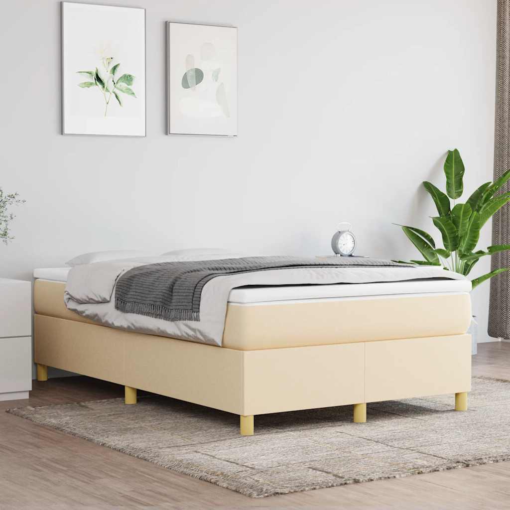 vidaXL Boxspring met matras stof crèmekleurig 120x190 cm afbeelding