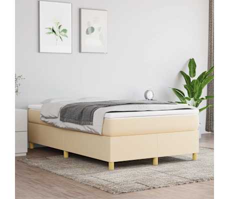 vidaXL Boxspring met matras stof cr&egrave;mekleurig 120x190 cm