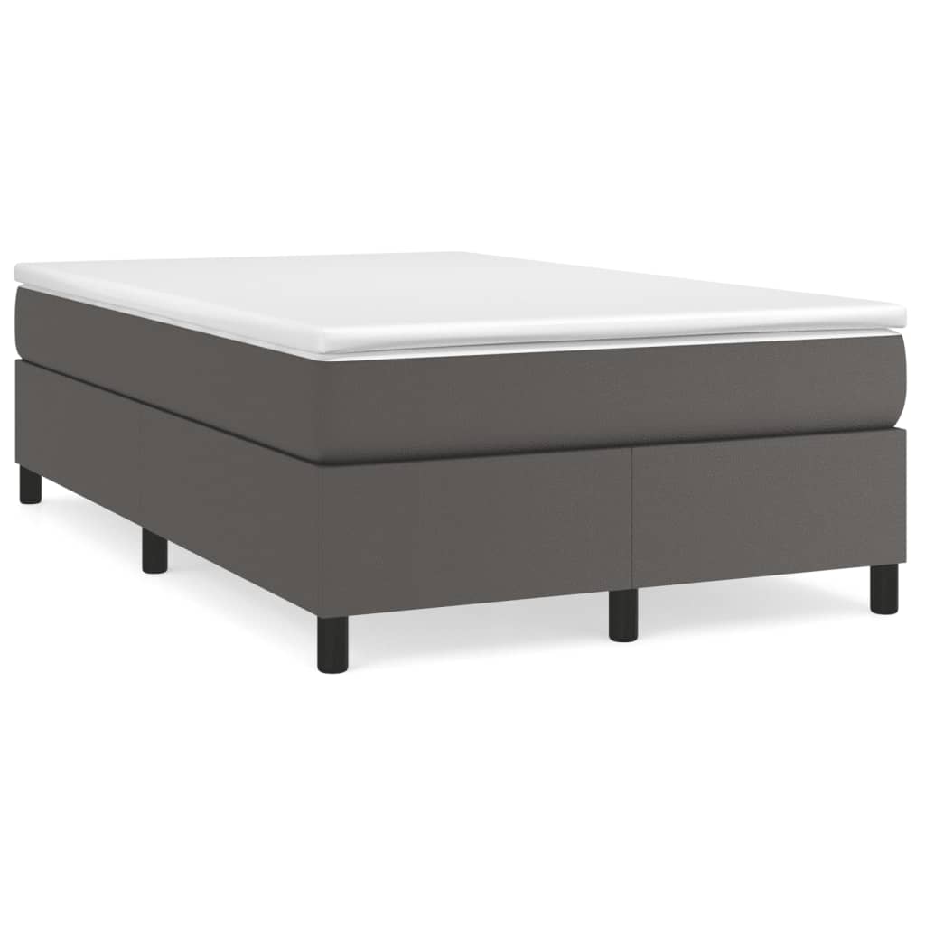 vidaXL Pat box spring cu saltea, gri, 120x190 cm, piele ecologică