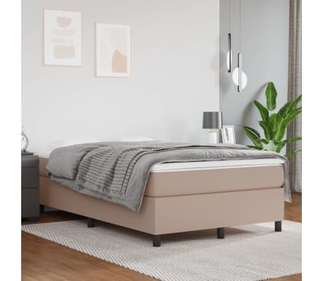 vidaXL Κρεβάτι Boxspring με Στρώμα Καπουτσίνο 120x190εκ.από Συνθ.Δέρμα