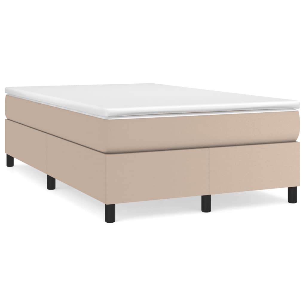 vidaXL Pat box spring cu saltea, cappuccino, 120x190cm piele ecologică