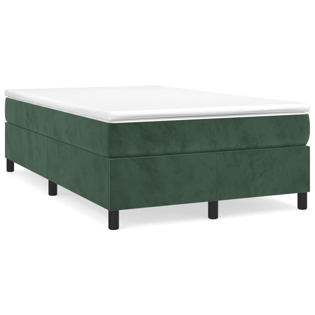 vidaXL Pat box spring cu saltea, verde închis, 120x190 cm, catifea