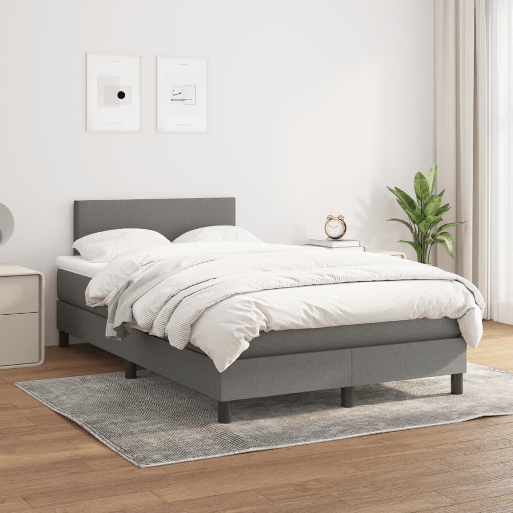 vidaXL Boxspring met matras stof donkergrijs 120x190 cm afbeelding