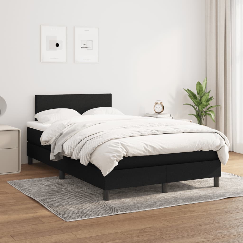vidaXL Boxspring met matras stof zwart 120x190 cm afbeelding
