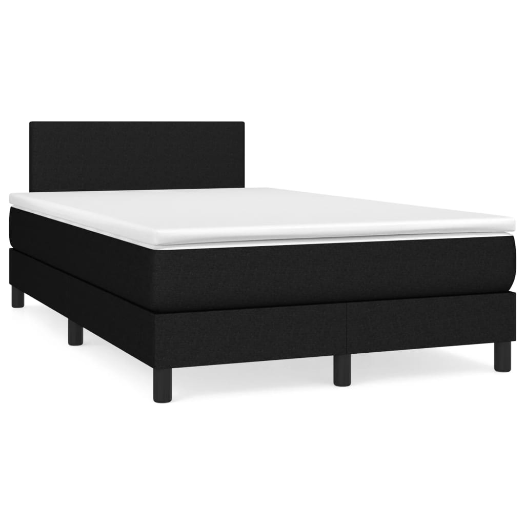 vidaXL Pat box spring cu saltea, negru, 120x190 cm, catifea