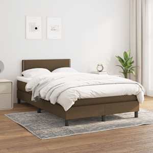 Box spring postel s matrací tmavě hnědá 120x190 cm textil - obrázek 3