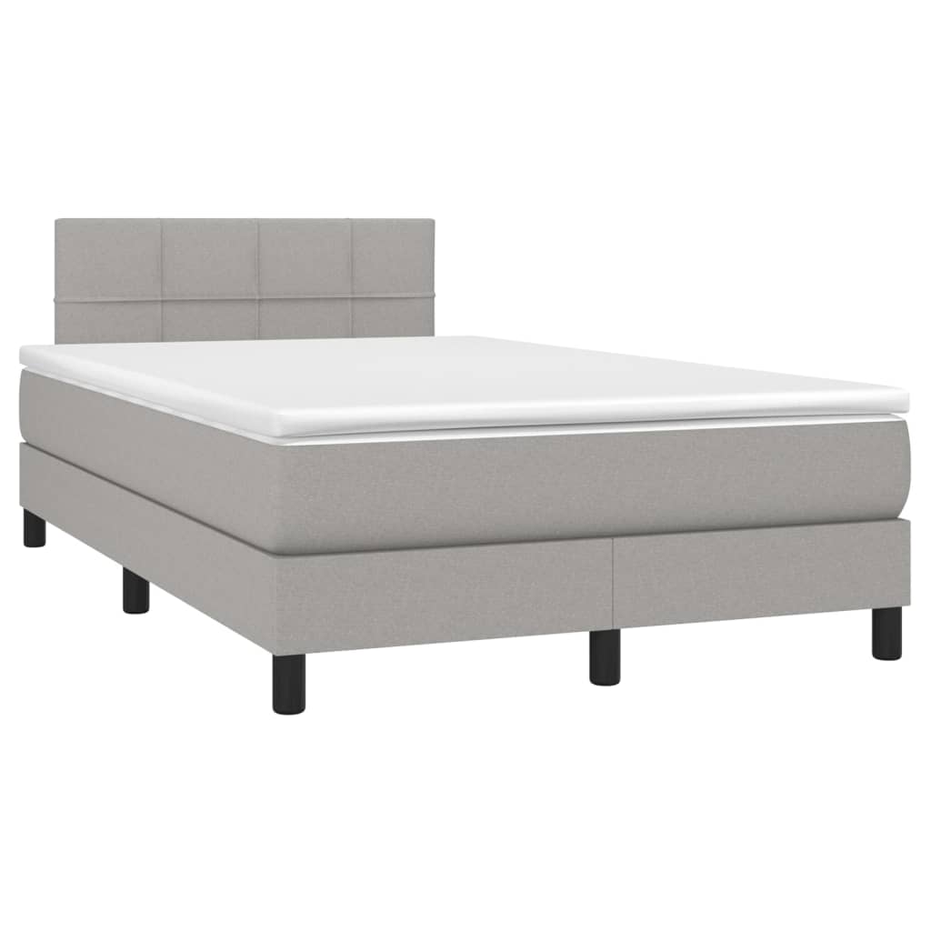 vidaXL Pat box spring cu saltea, gri deschis, 120x190 cm, textil