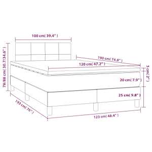 Box spring postel s matrací tmavě šedá 120x190 cm textil - obrázek 9