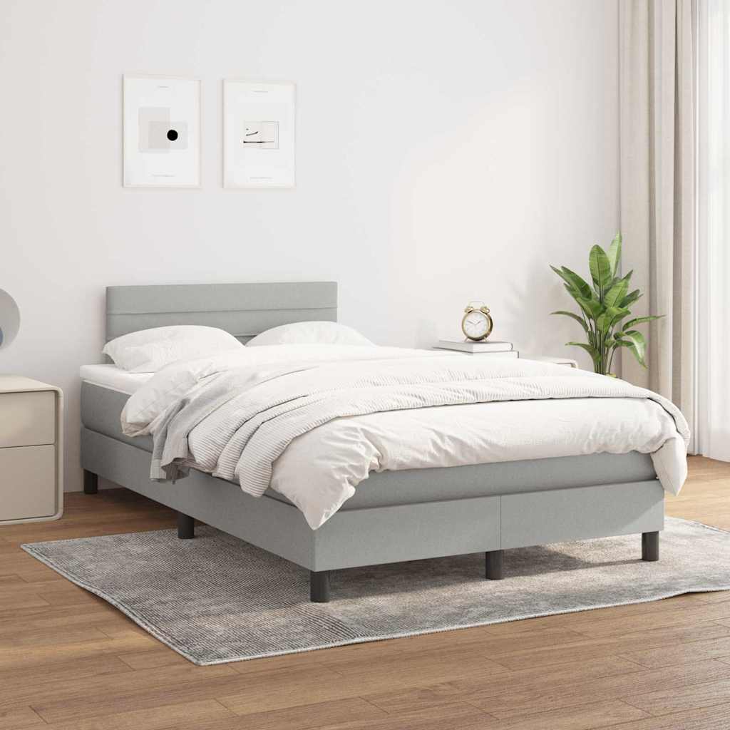 vidaXL Boxspring met matras stof lichtgrijs 120x190 cm afbeelding