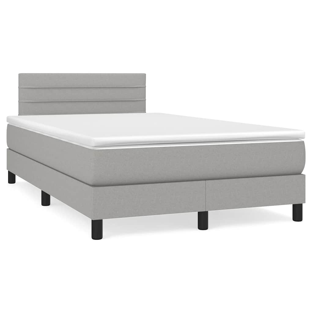 vidaXL Boxspringbett mit Matratze Hellgrau 120x190 cm Stoff