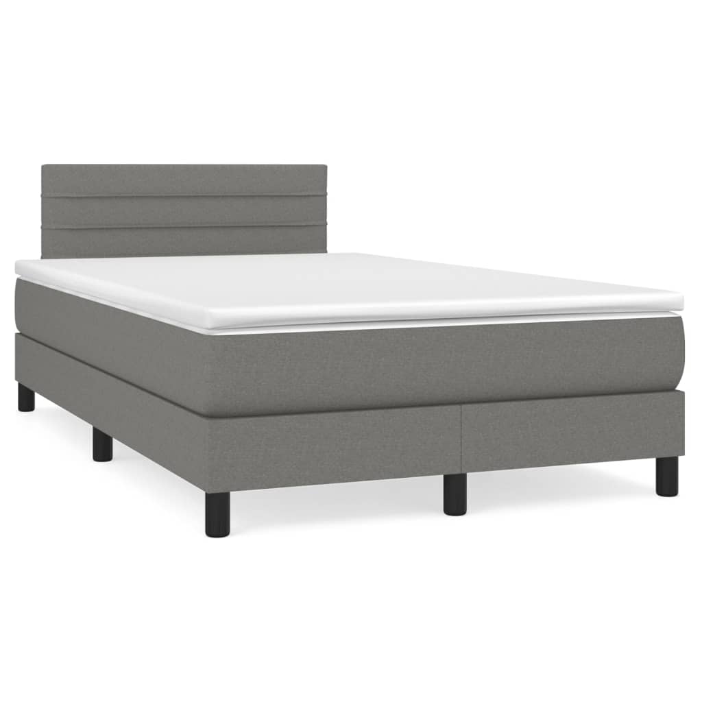 Boxspringbett mit Matratze Dunkelgrau 120×190 cm Stoff