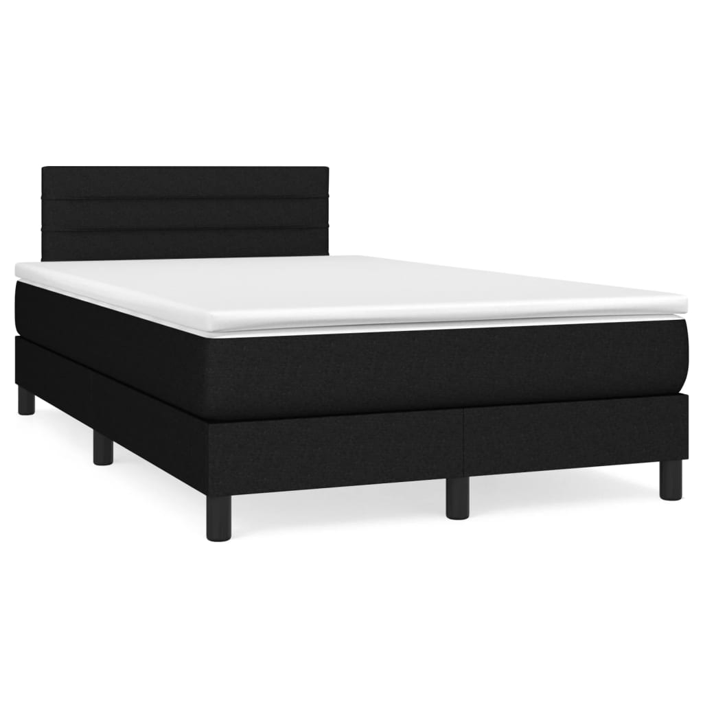 vidaXL Pat box spring cu saltea, negru, 120x190 cm, catifea