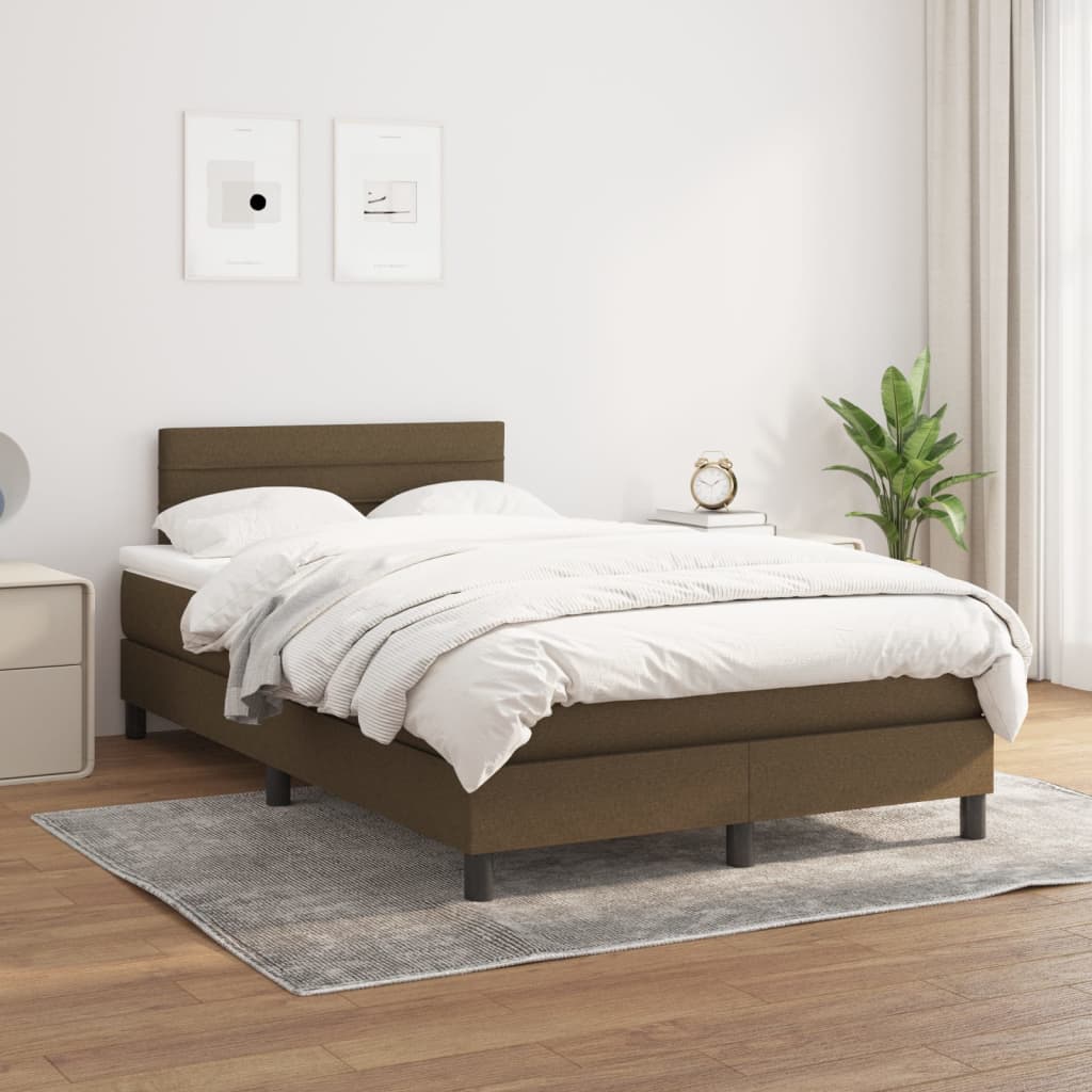 vidaXL Boxspring met matras stof donkerbruin 120x190 cm afbeelding