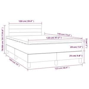Box spring postel s matrací tmavě hnědá 120x190 cm textil - obrázek 9