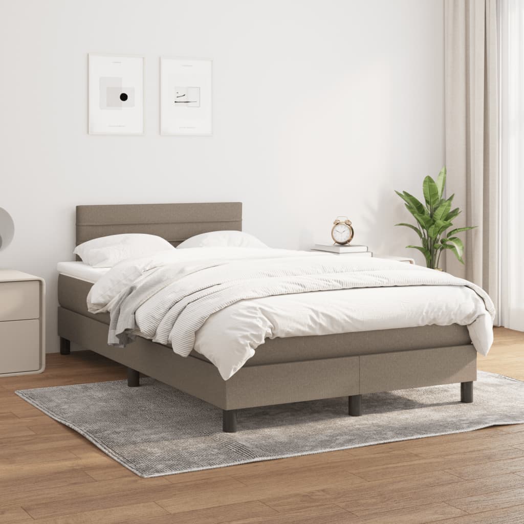 vidaXL Boxspring met matras stof taupe 120x190 cm afbeelding