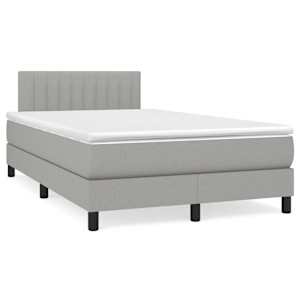 Boxspring postelja z vzmetnico svetlo siva 120x190 cm blago