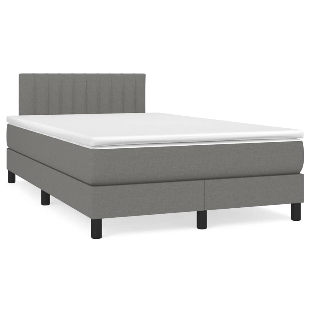 Boxspringbett mit Matratze Dunkelgrau 120×190 cm Stoff