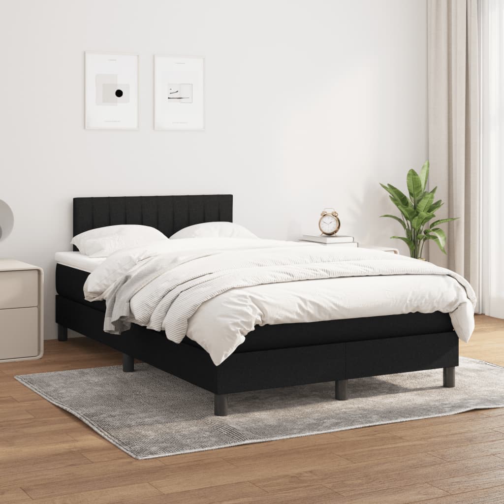 vidaXL Boxspring met matras stof zwart 120x190 cm afbeelding