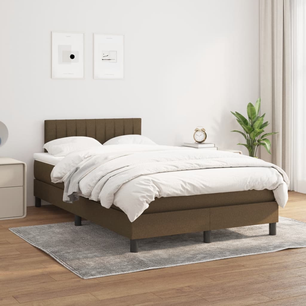 vidaXL Boxspring met matras stof donkerbruin 120x190 cm afbeelding