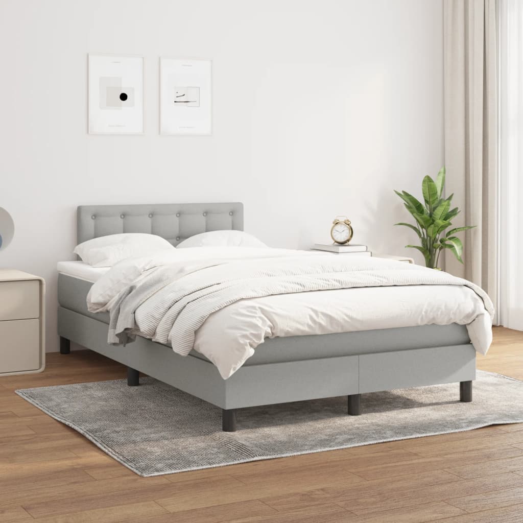 vidaXL Boxspring met matras stof lichtgrijs 120x190 cm grijs, foto 2