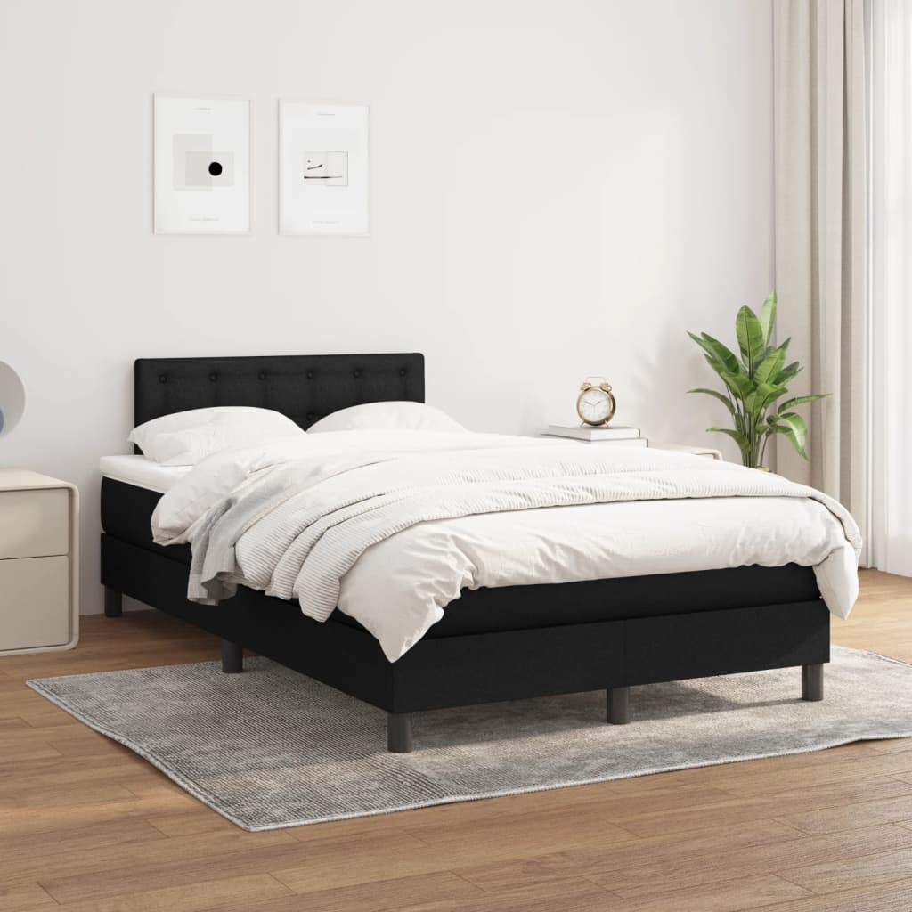 vidaXL Boxspring met matras stof zwart 120x190 cm afbeelding