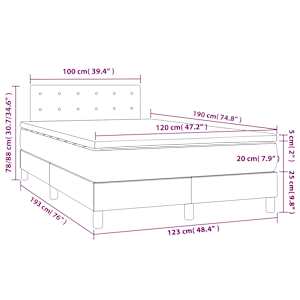 Box spring postel s matrací tmavě hnědá 120x190 cm textil - obrázek 9