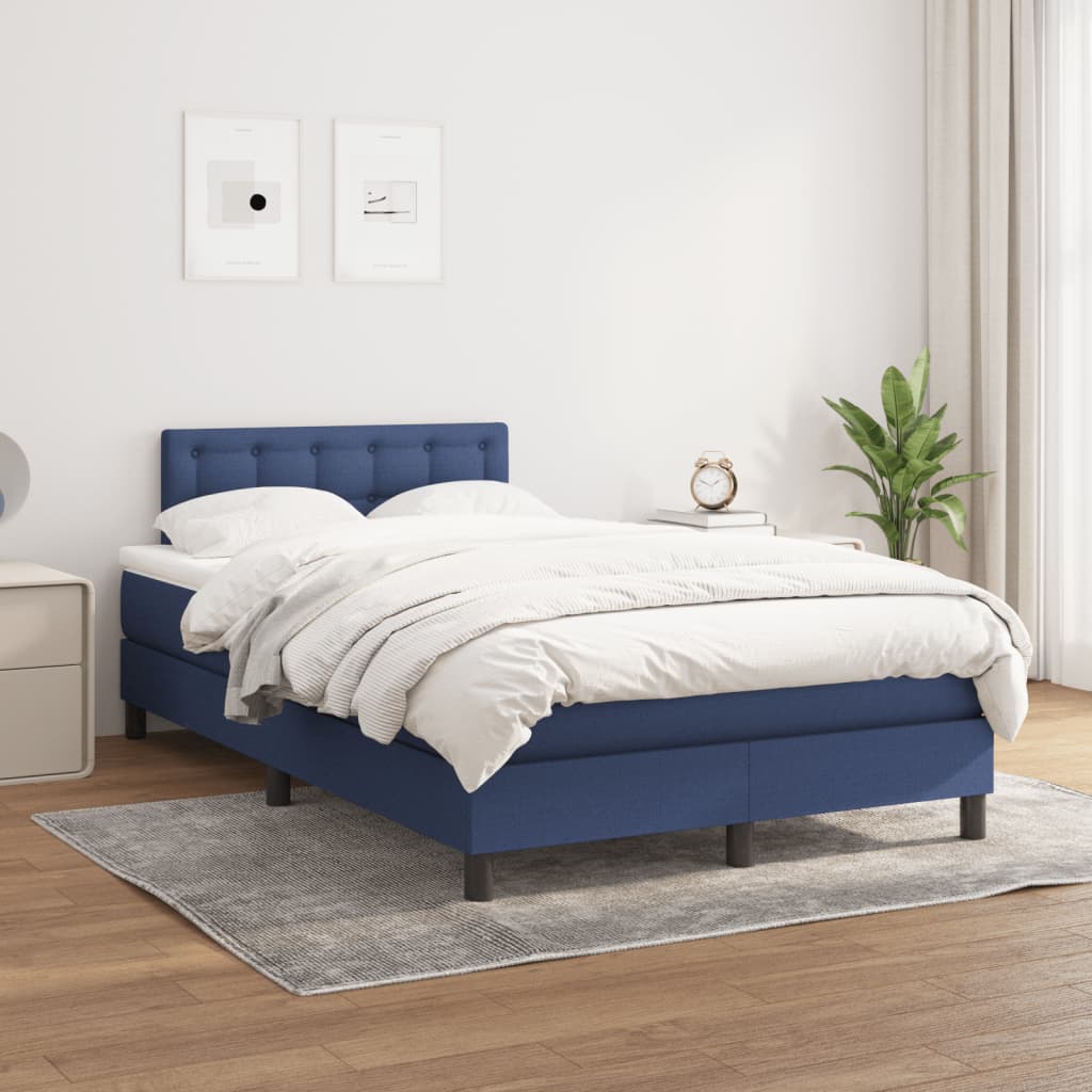 vidaXL Boxspring met matras stof blauw 120x190 cm, foto 2