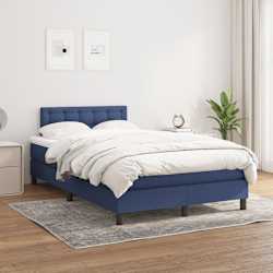 vidaXL Cama boxspring com colch&atilde;o 120x190 cm tecido azul