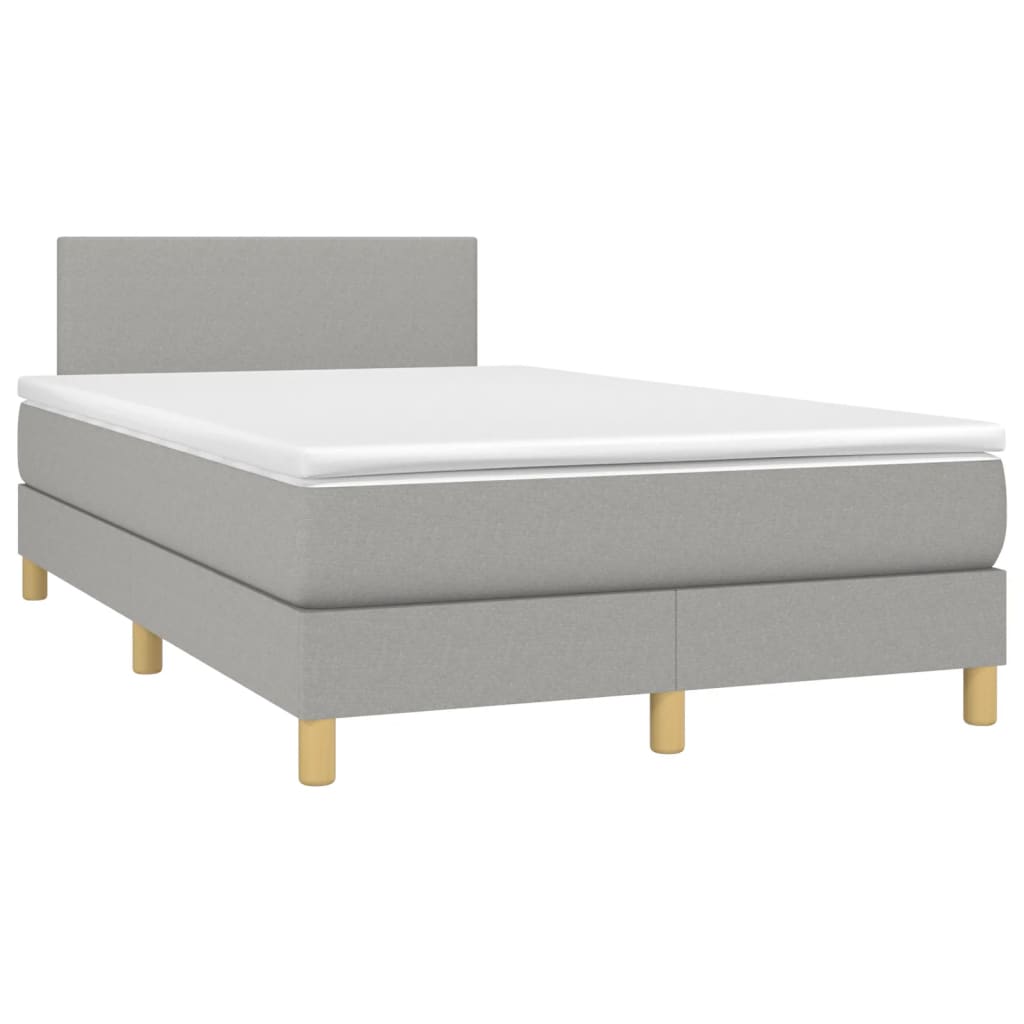 vidaXL Boxspring met matras stof lichtgrijs 120x190 cm grijs, foto 3