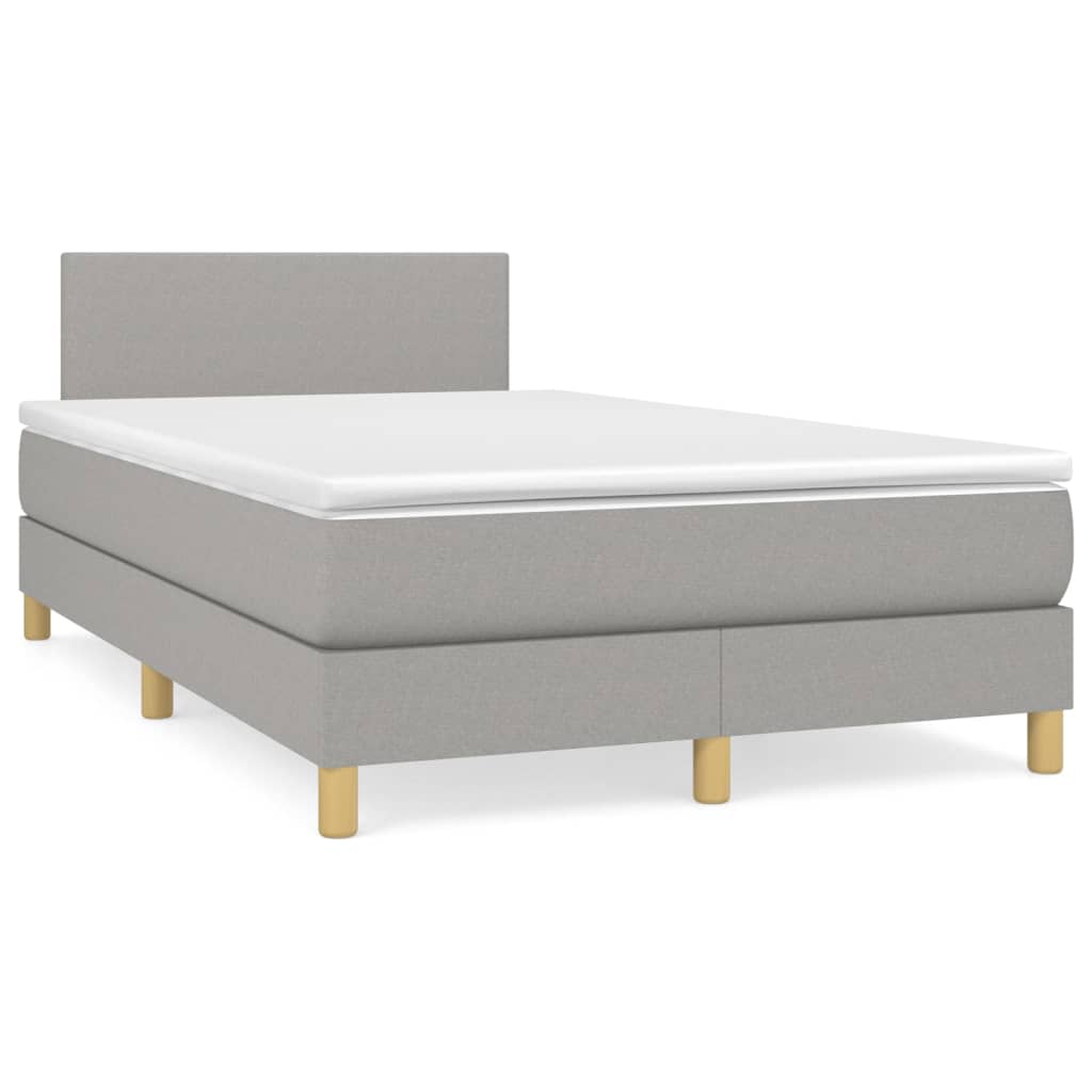 vidaXL Cama boxspring com colchão 120x190 cm tecido cinzento-claro