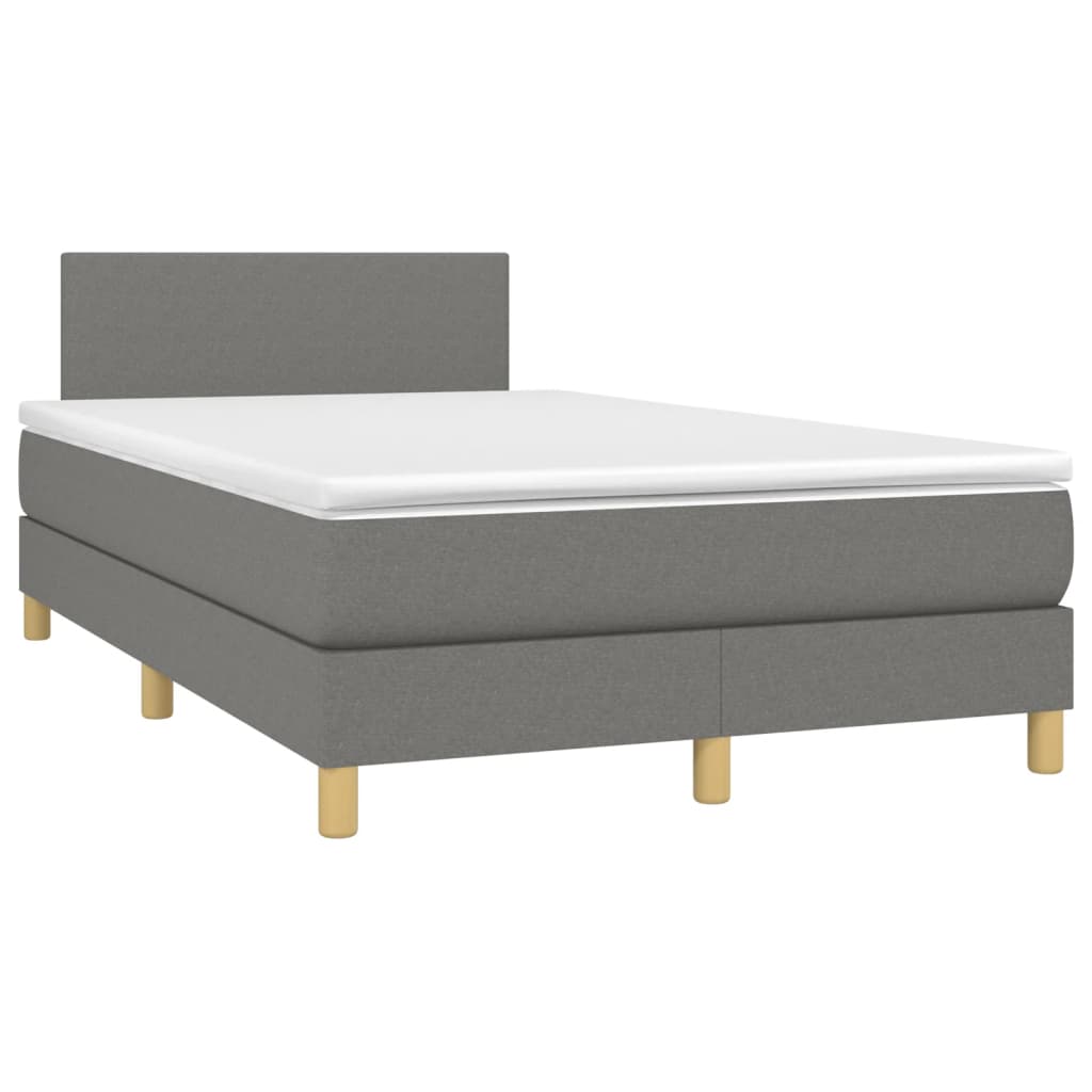 vidaXL Pat box spring cu saltea, gri închis, 120x190 cm, textil