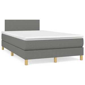 Box spring postelja z vzmetnico temno siva 120x190 cm blago