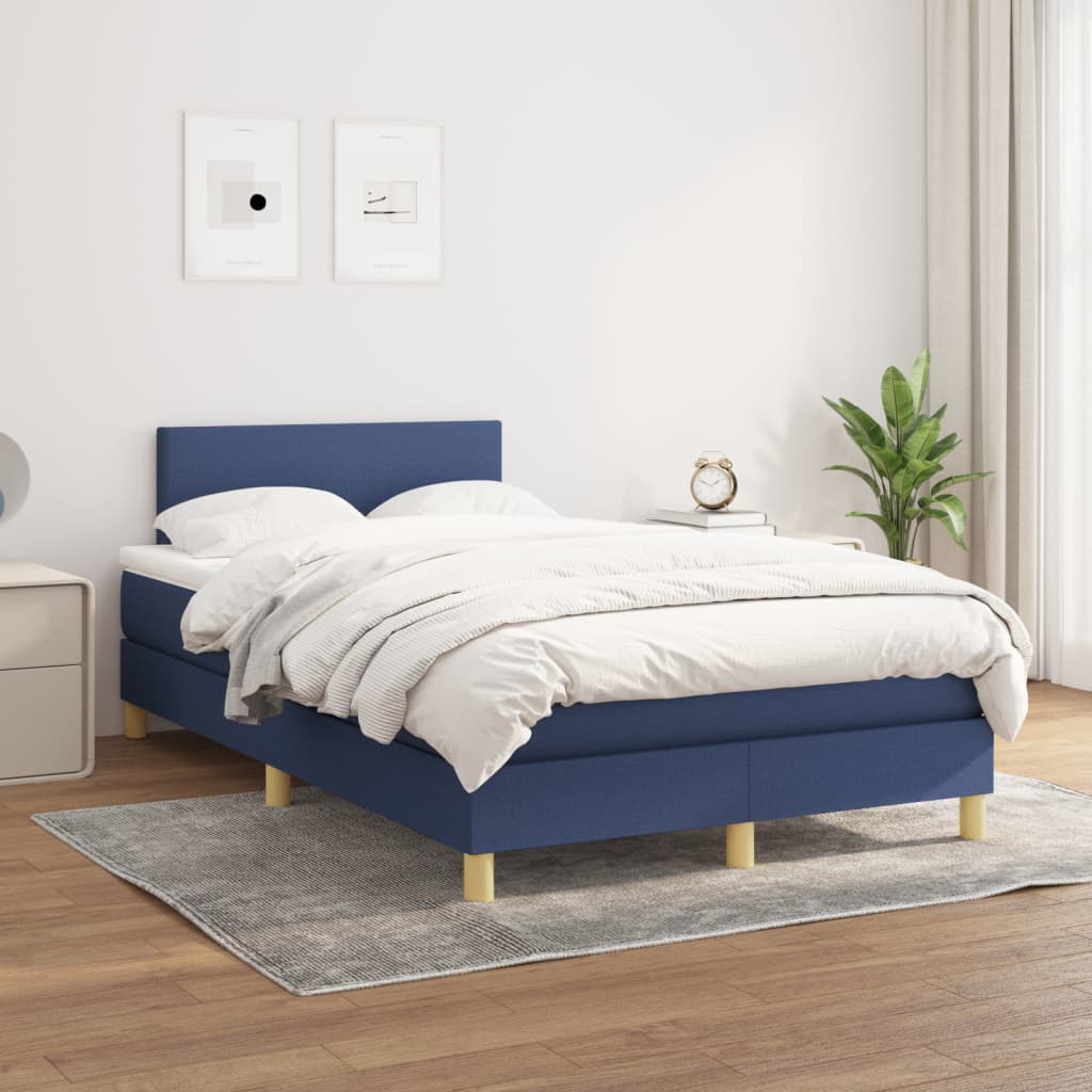 vidaXL Boxspring met matras stof blauw 120x190 cm, foto 2