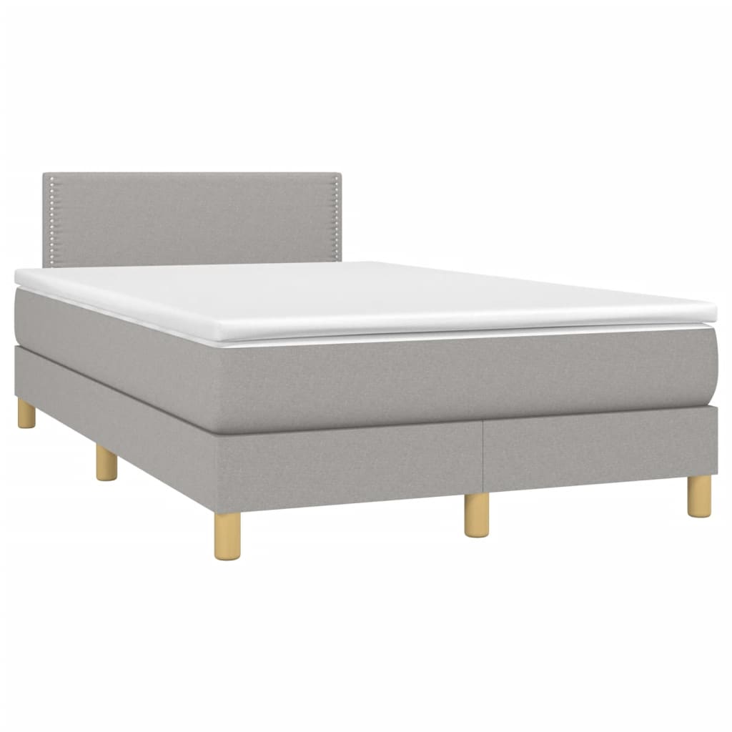 vidaXL Boxspring met matras stof lichtgrijs 120x190 cm grijs, foto 3