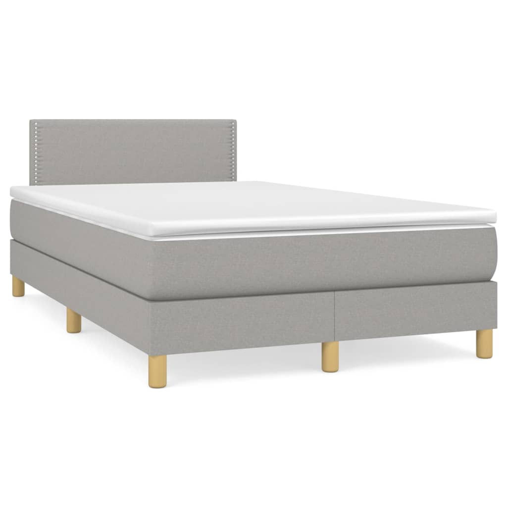 Kontinentalseng 120 x 190 cm med madras og topmadras - lysegrå