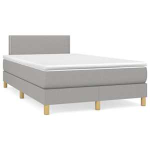 Boxspring postelja z vzmetnico svetlo siva 120x190 cm blago
