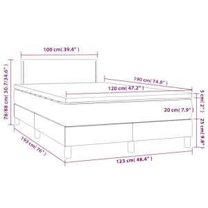 Box spring postel s matrací tmavě šedá 120x190 cm textil - obrázek 9