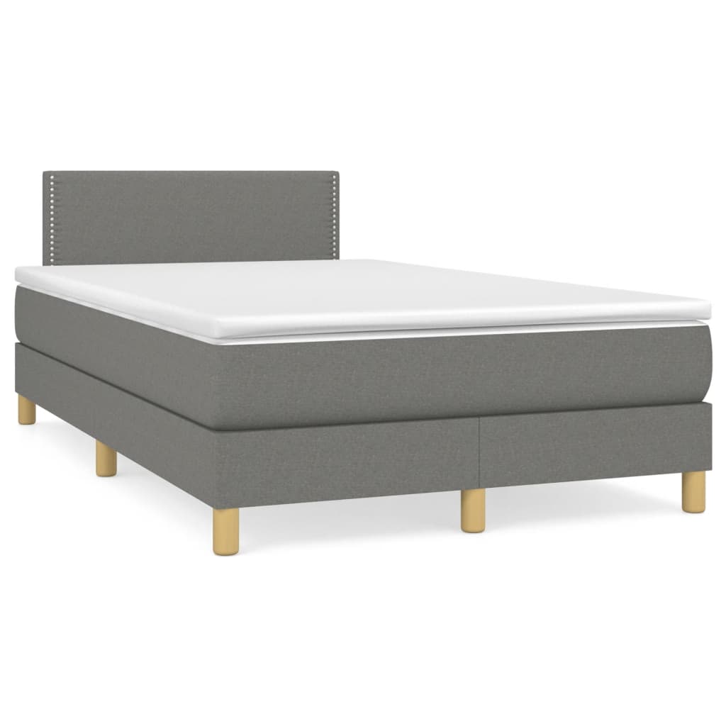 Boxspringbett mit Matratze Dunkelgrau 120×190 cm Stoff