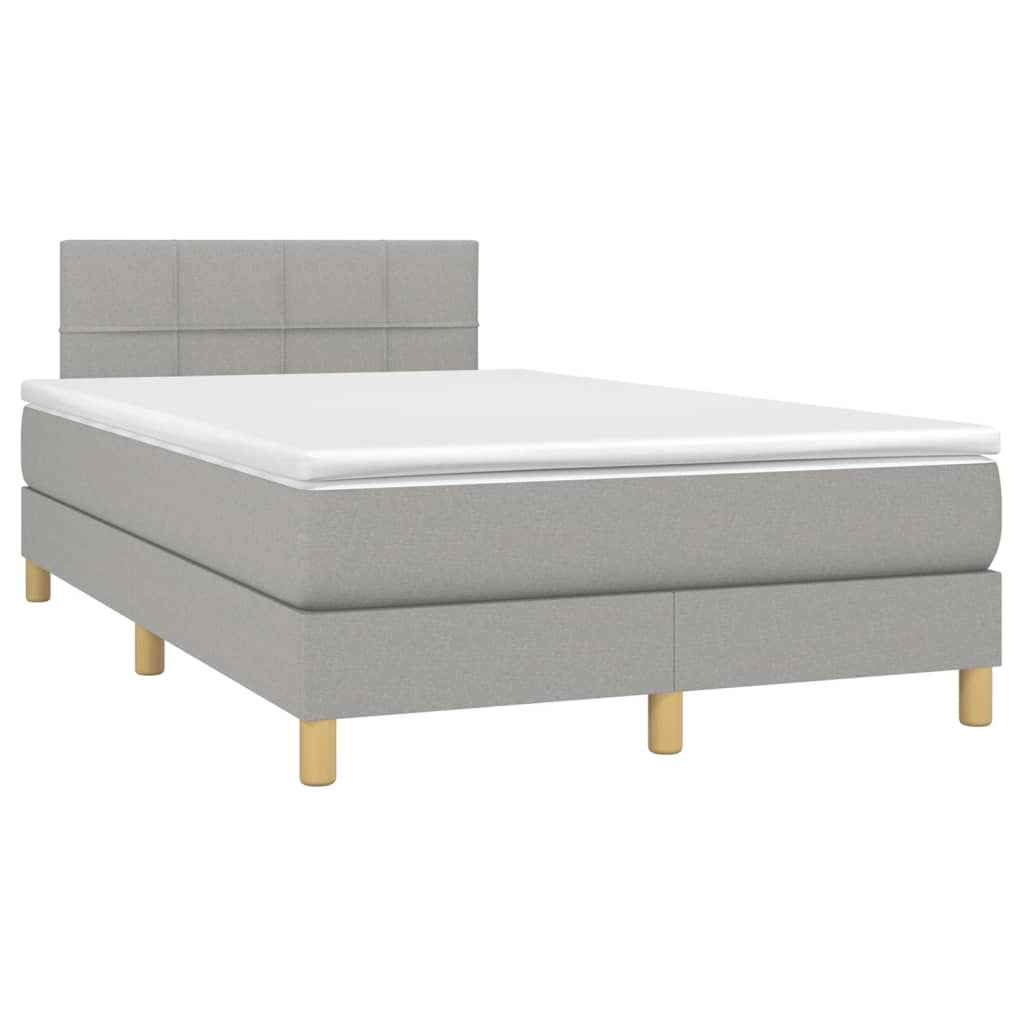 vidaXL Boxspring met matras stof lichtgrijs 120x190 cm grijs, foto 3