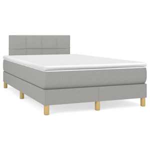 Boxspring postelja z vzmetnico svetlo siva 120x190 cm blago