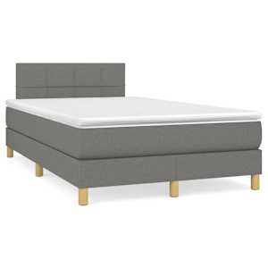 Box spring postelja z vzmetnico temno siva 120x190 cm blago