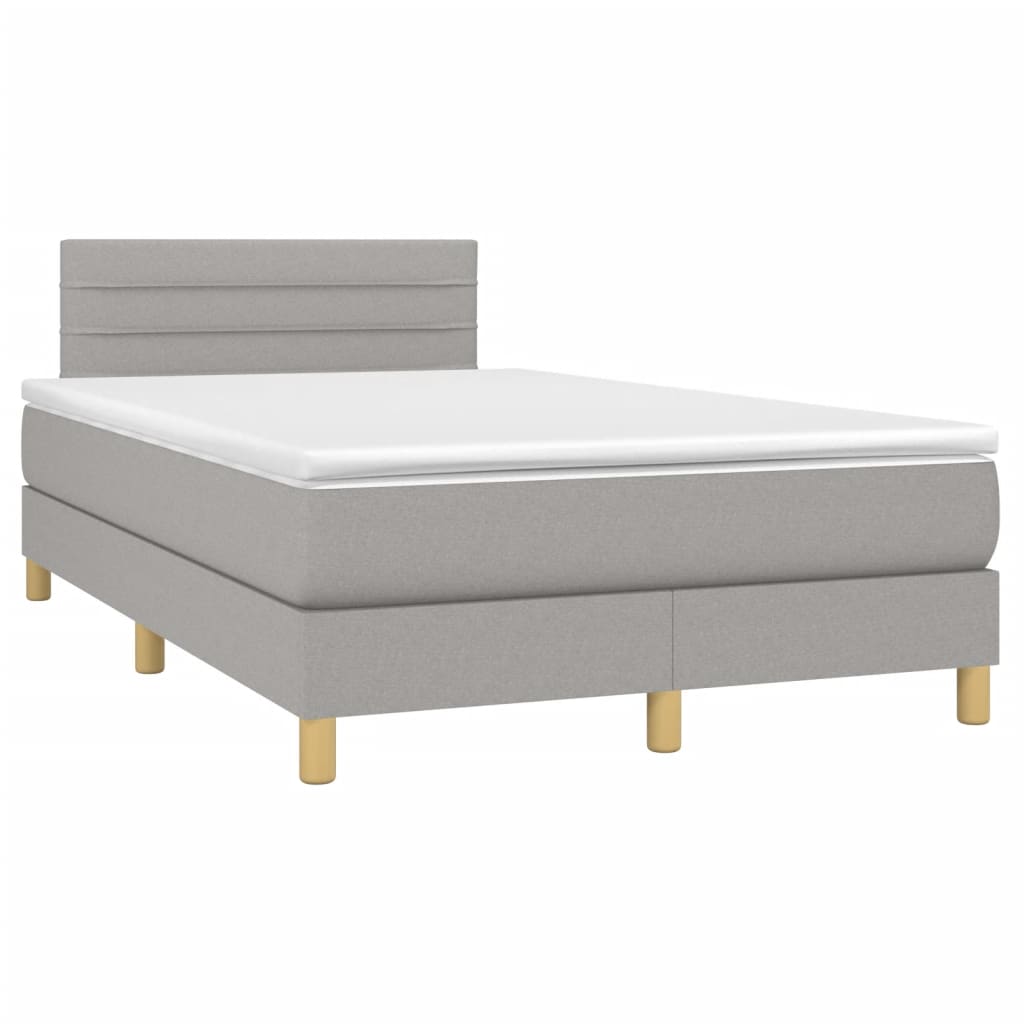 vidaXL Boxspring met matras stof lichtgrijs 120x190 cm grijs, foto 3