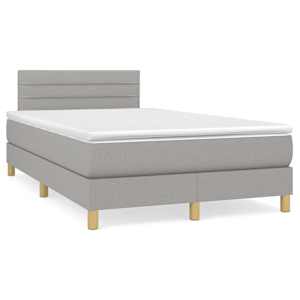 Boxspring postelja z vzmetnico svetlo siva 120x190 cm blago